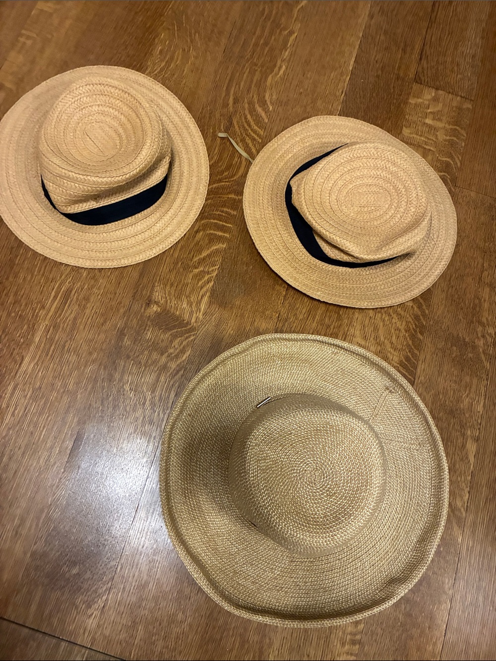 betmar Straw Wide Brim and Boater Hat Trio with Black Banding